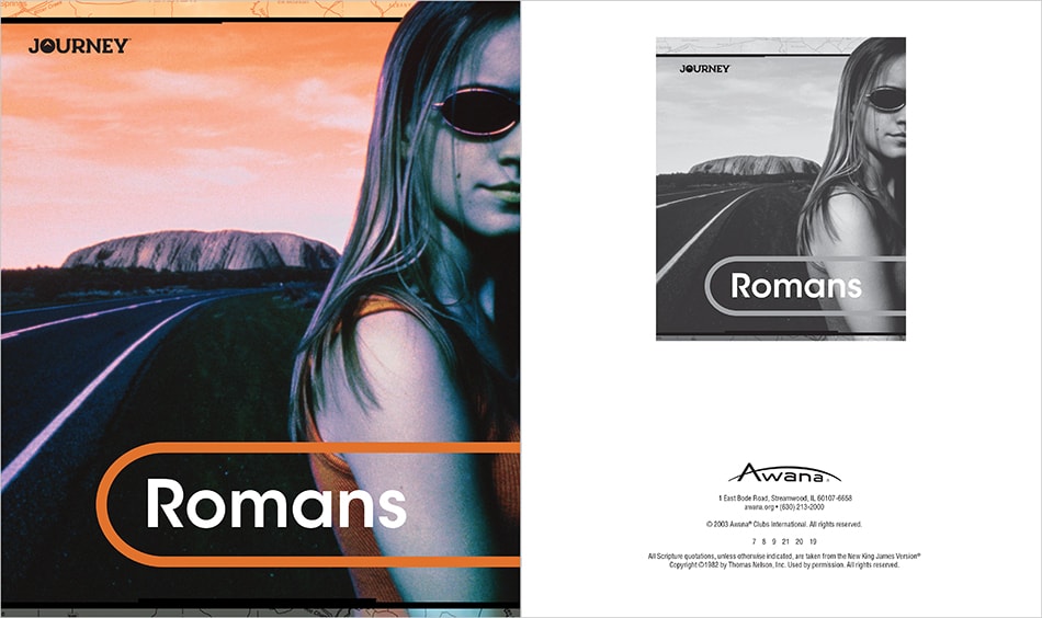 AwanaYM Journey Romans Bible Study Cover and Copyright